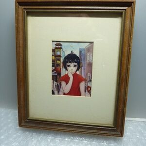 VINTAGE Walter Keane FRAMED PICTURE 1960's BIG EYES CRAFTED BY FRANKLIN FRAME